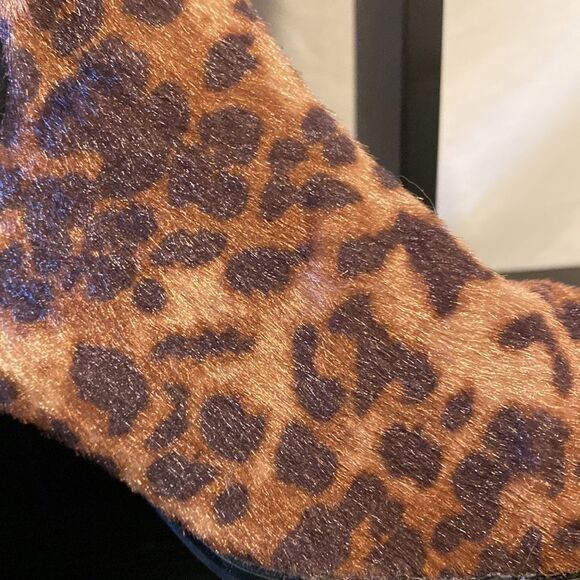 Faux low pile fur leopard print shooties size 7.5 - Picture 2 of 7